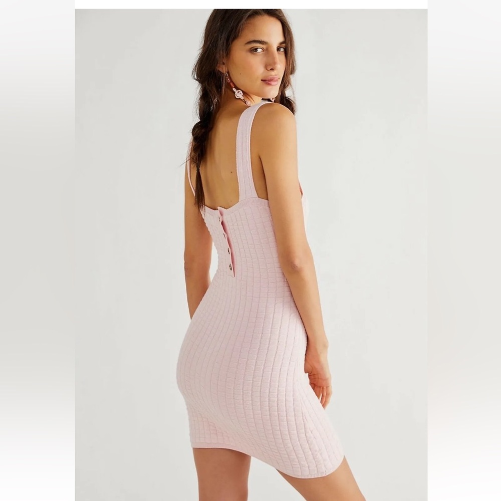 Free People Pink Ribbed Mini Dress - Picture 2 of 13